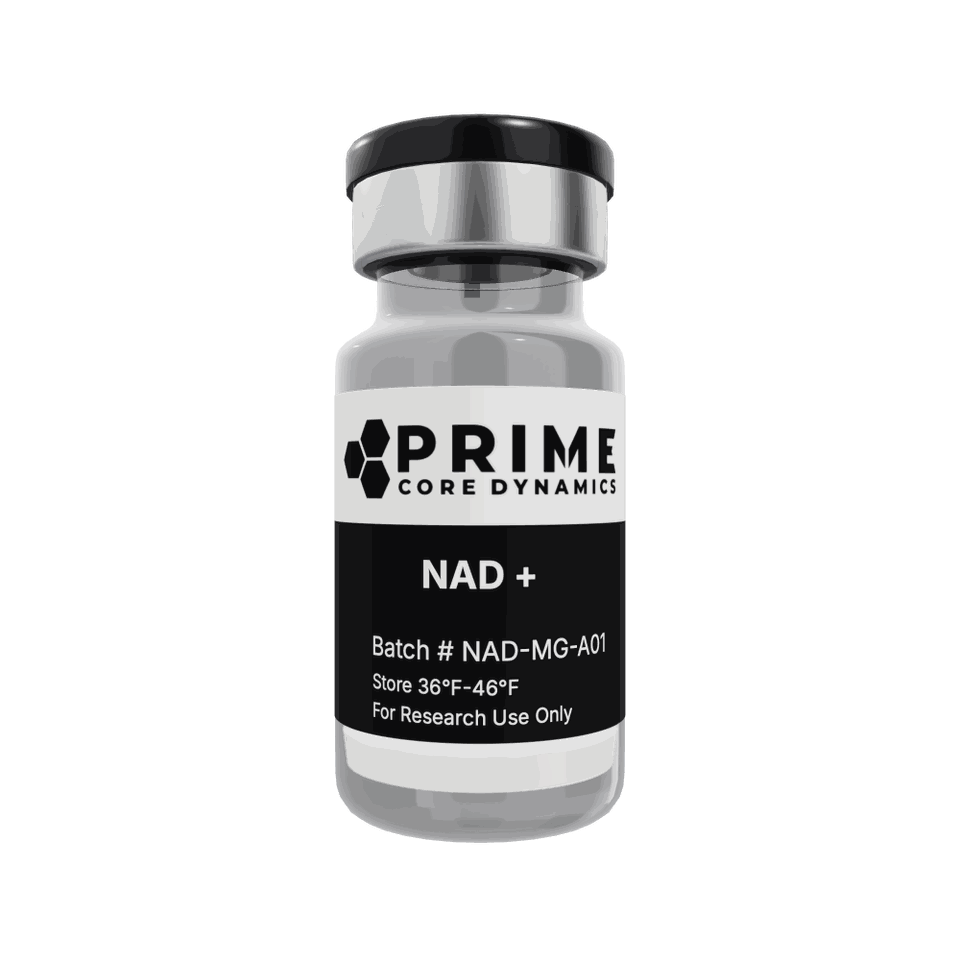 NAD+ 1000mg lyophilized powder in a sealed glass vial.